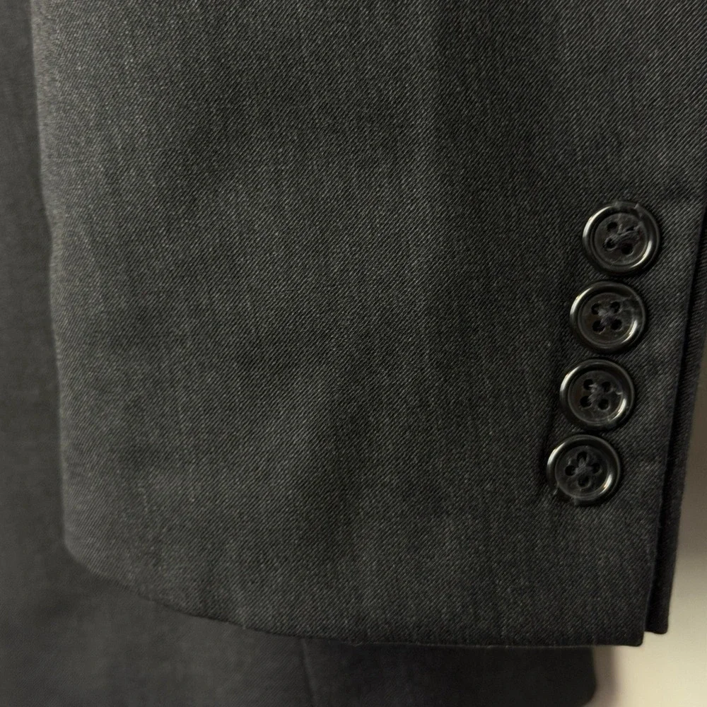 Jos. A Bank 2 Piece Suit Mens 41L 34x33 Wool Charcoal Gray Modern Flat Front